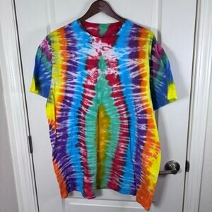 NEW Hand Tie Dye 100% Cotton T-Shirt Unisex Sz 2XL One of A Kind Rainbow Colors